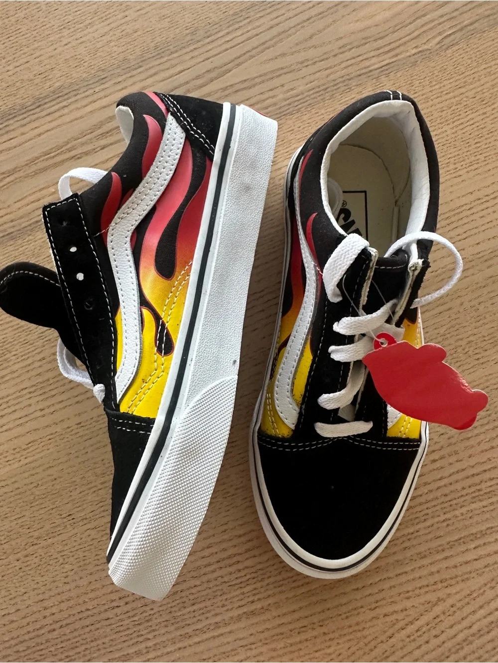 Vans Kids Old Skool Sneakers with Red and Yellow Flames BNWT
